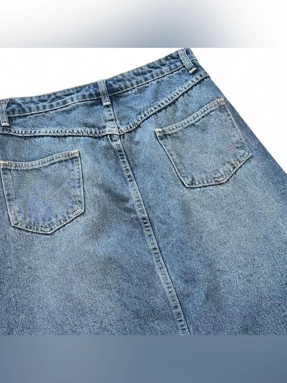 Cider A-Line Faded Denim Maxi Skirt